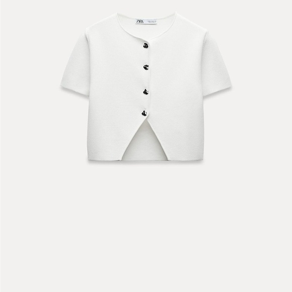 Zara White Button-Up Crop Top - Picture 4 of 7